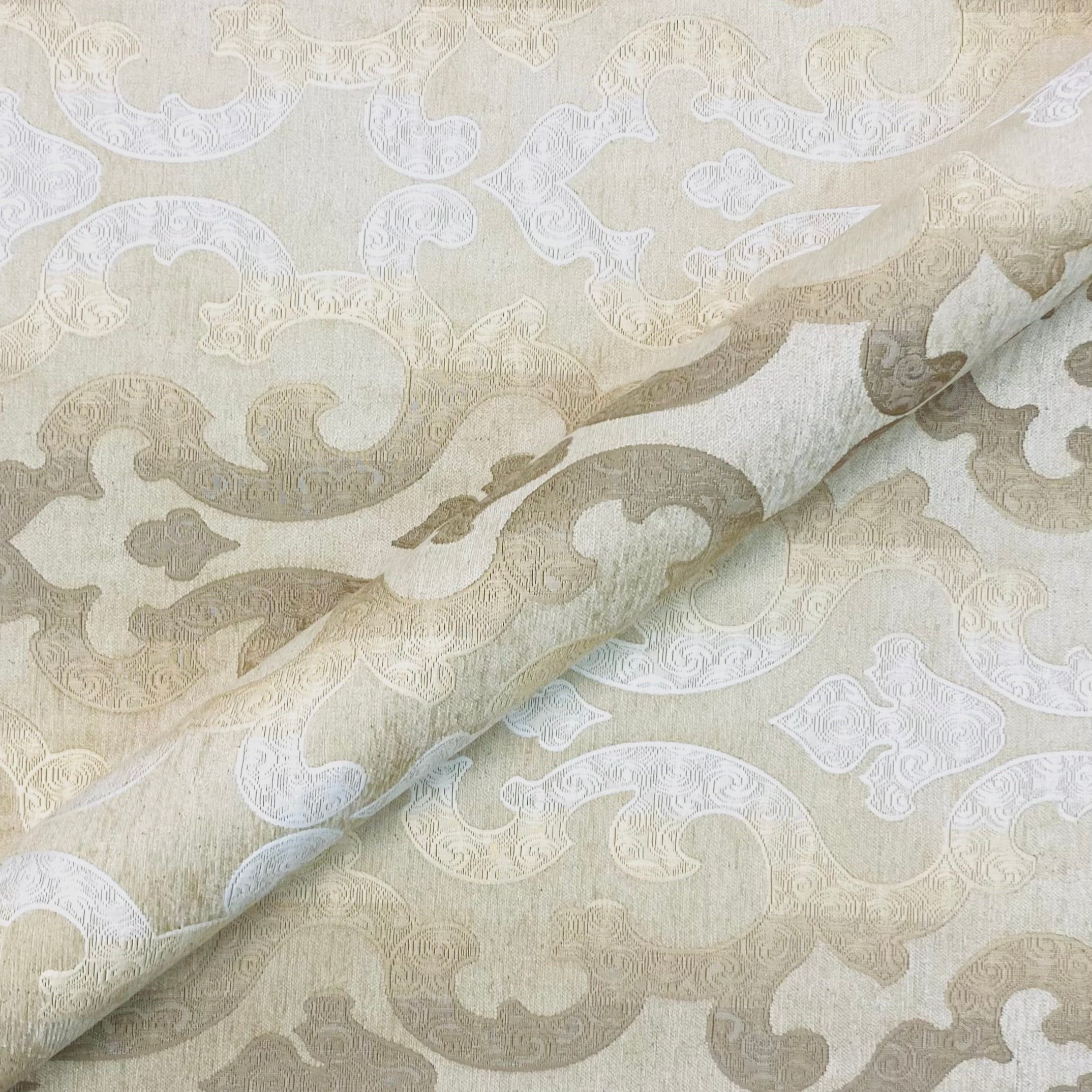Ivory Traditional Jacquard Upholstery Fabric 54"