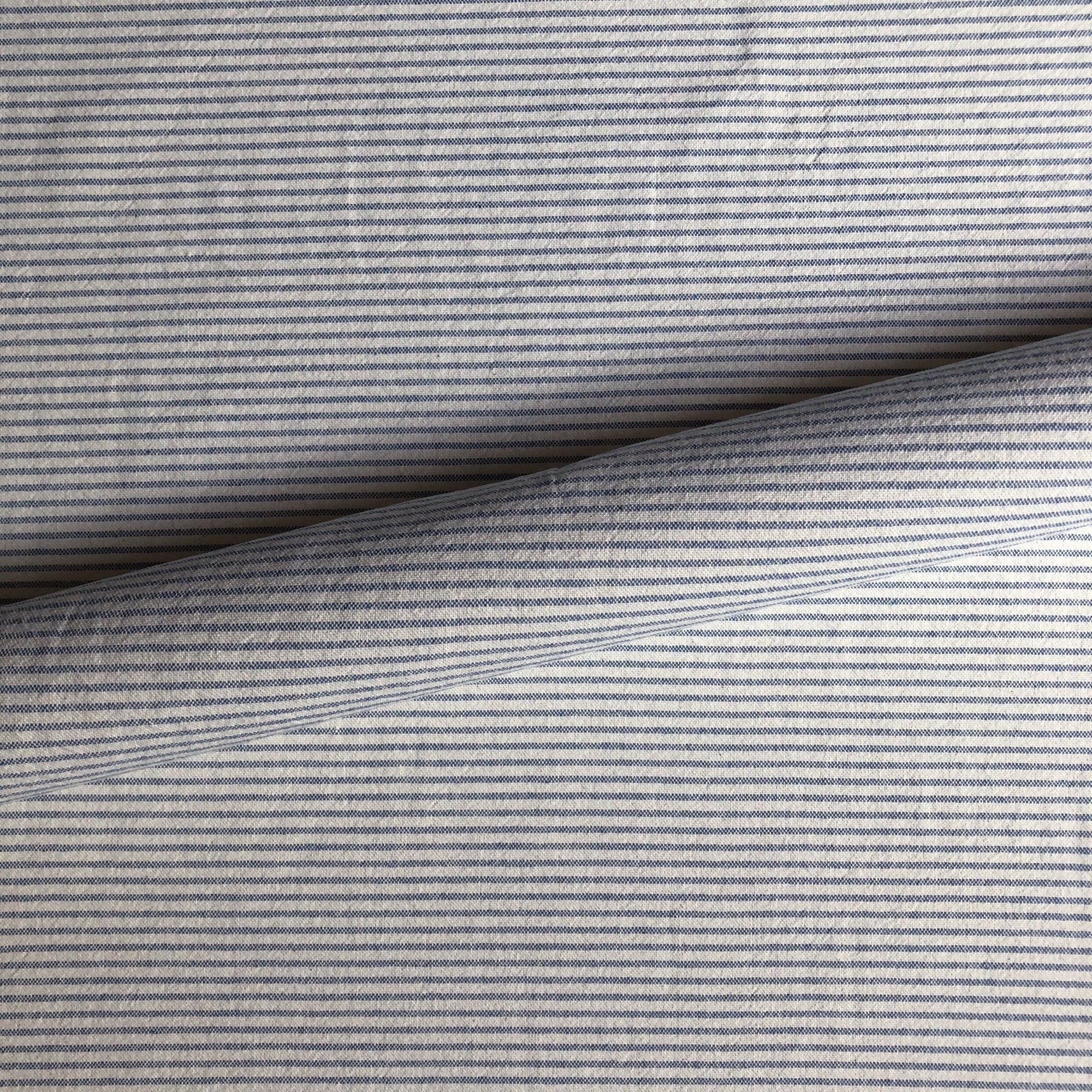 Blue Farmhouse Mini-Stripe Upholstery Fabric 54"
