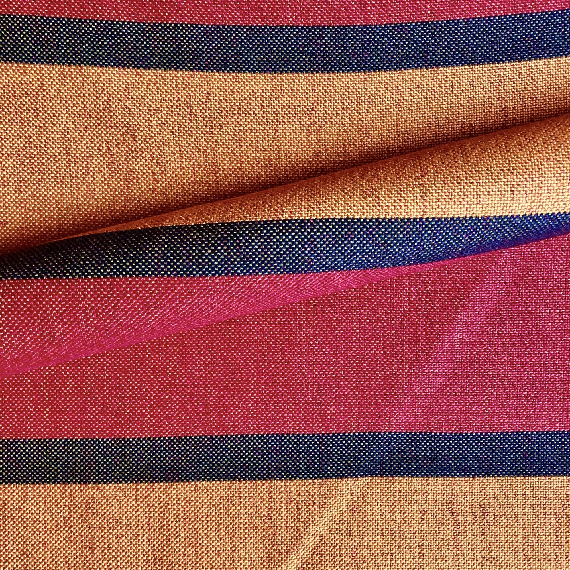 Berry Butterscotch Retro Stripe Cotton Upholstery Fabric 54"