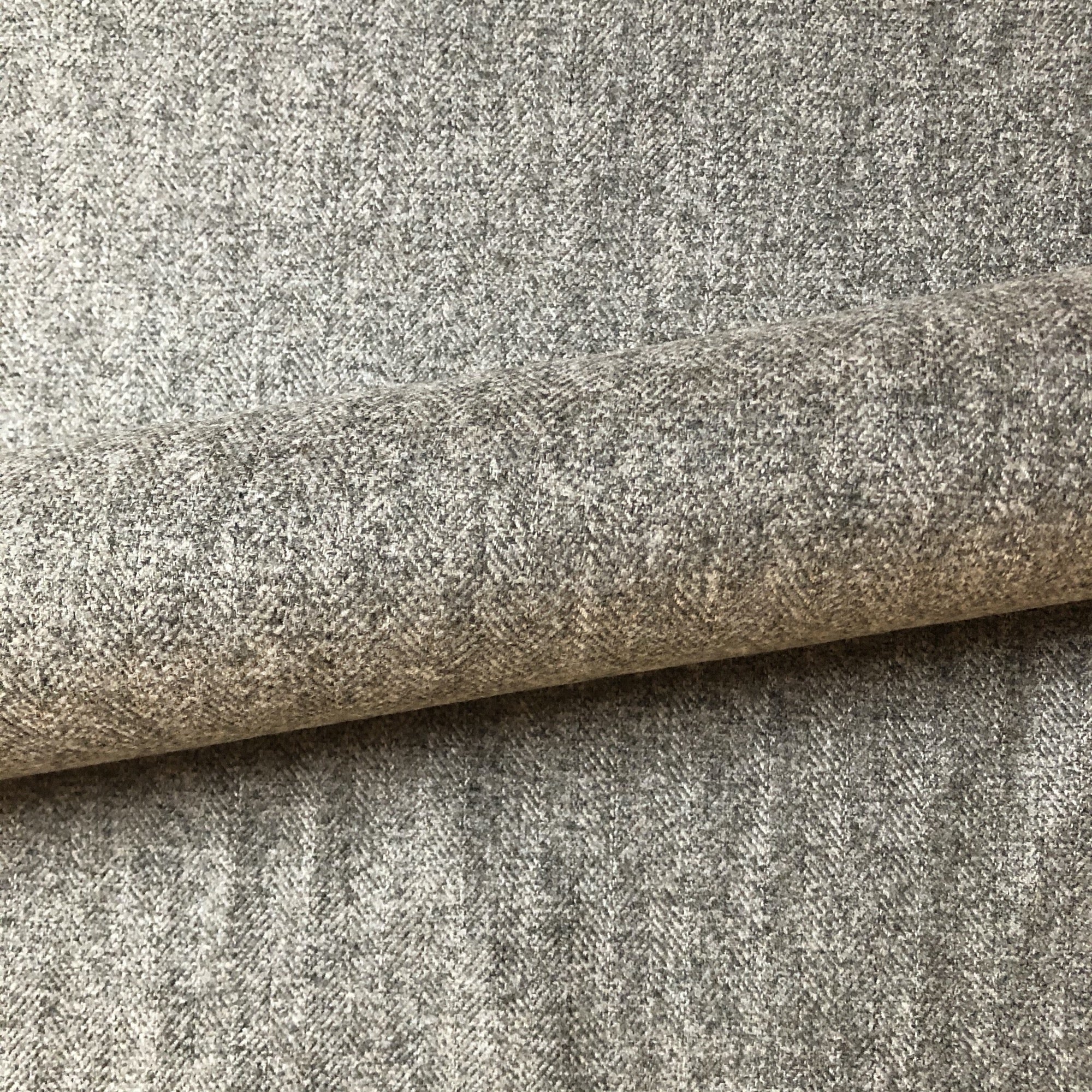 Gray Menswear Herringbone Tweed Upholstery Fabric 54"