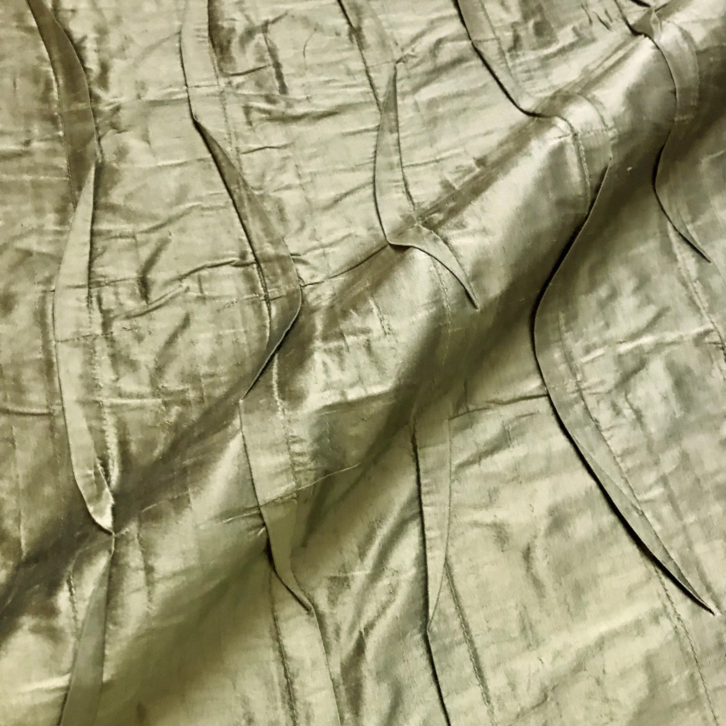 100% Silk Antique Gold Pleated Upholstery Fabric 39"