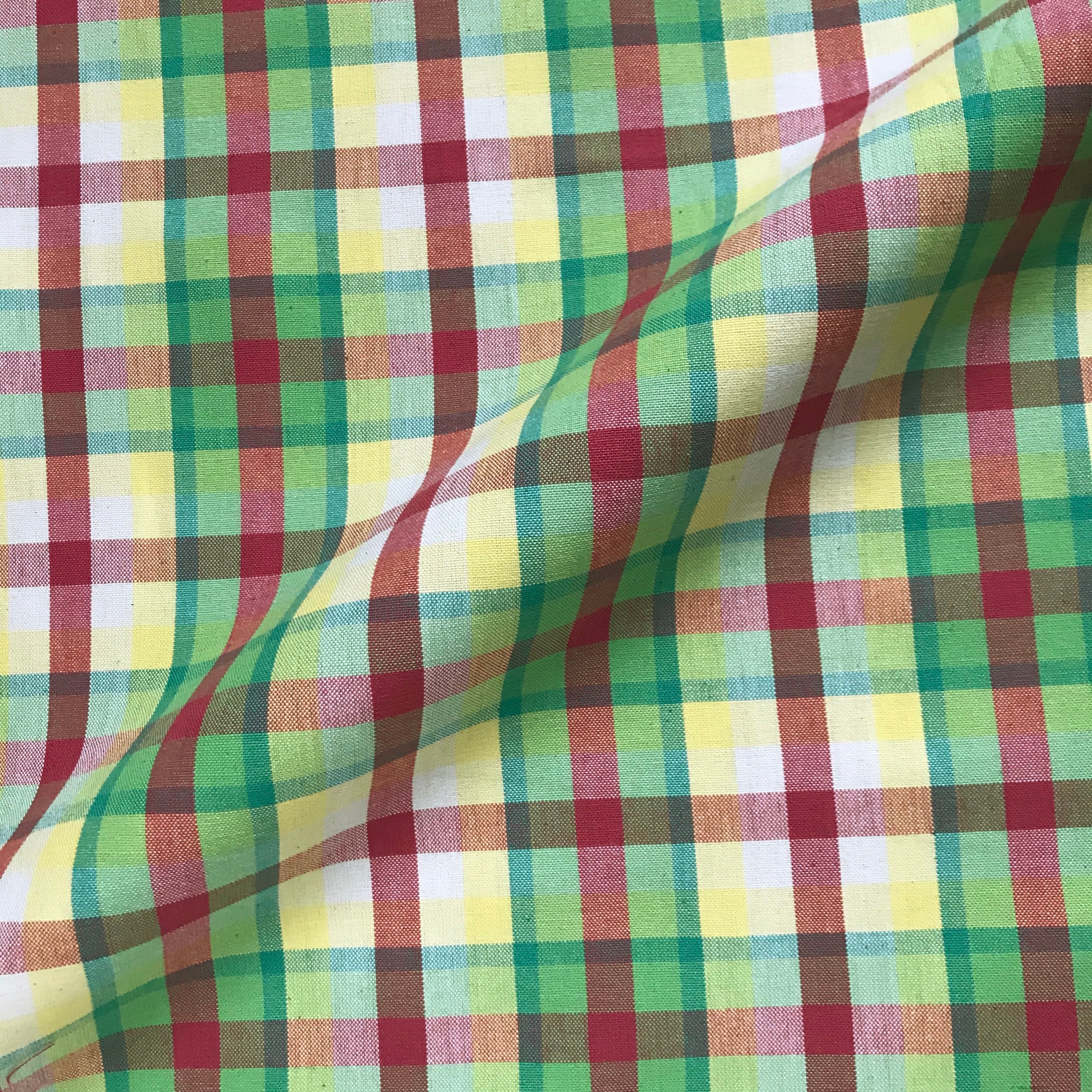 Springtime Tartan Check in Green Upholstery Fabric - 54"