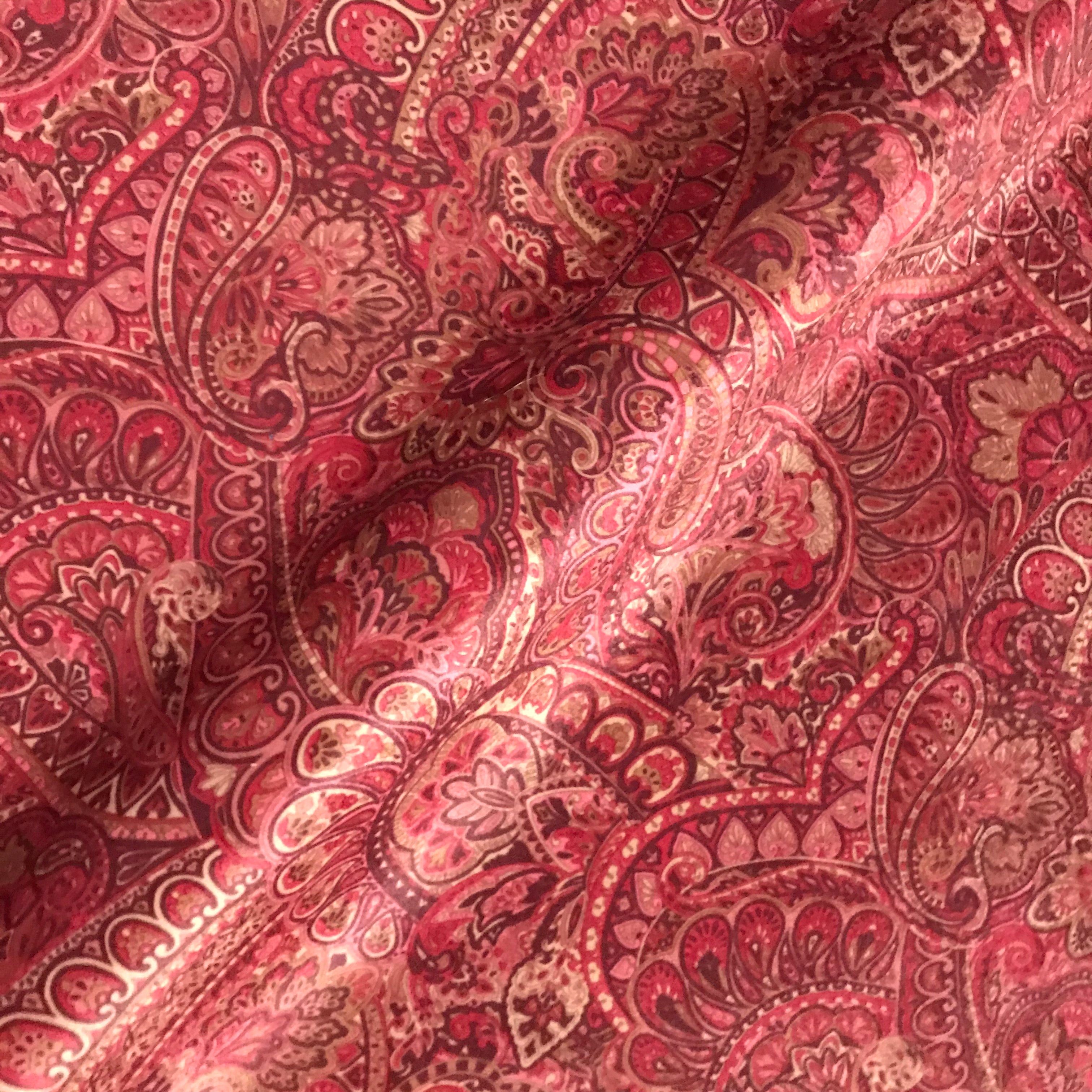 Milan Rouge Red Paisley Lightweight Fabric - 60"