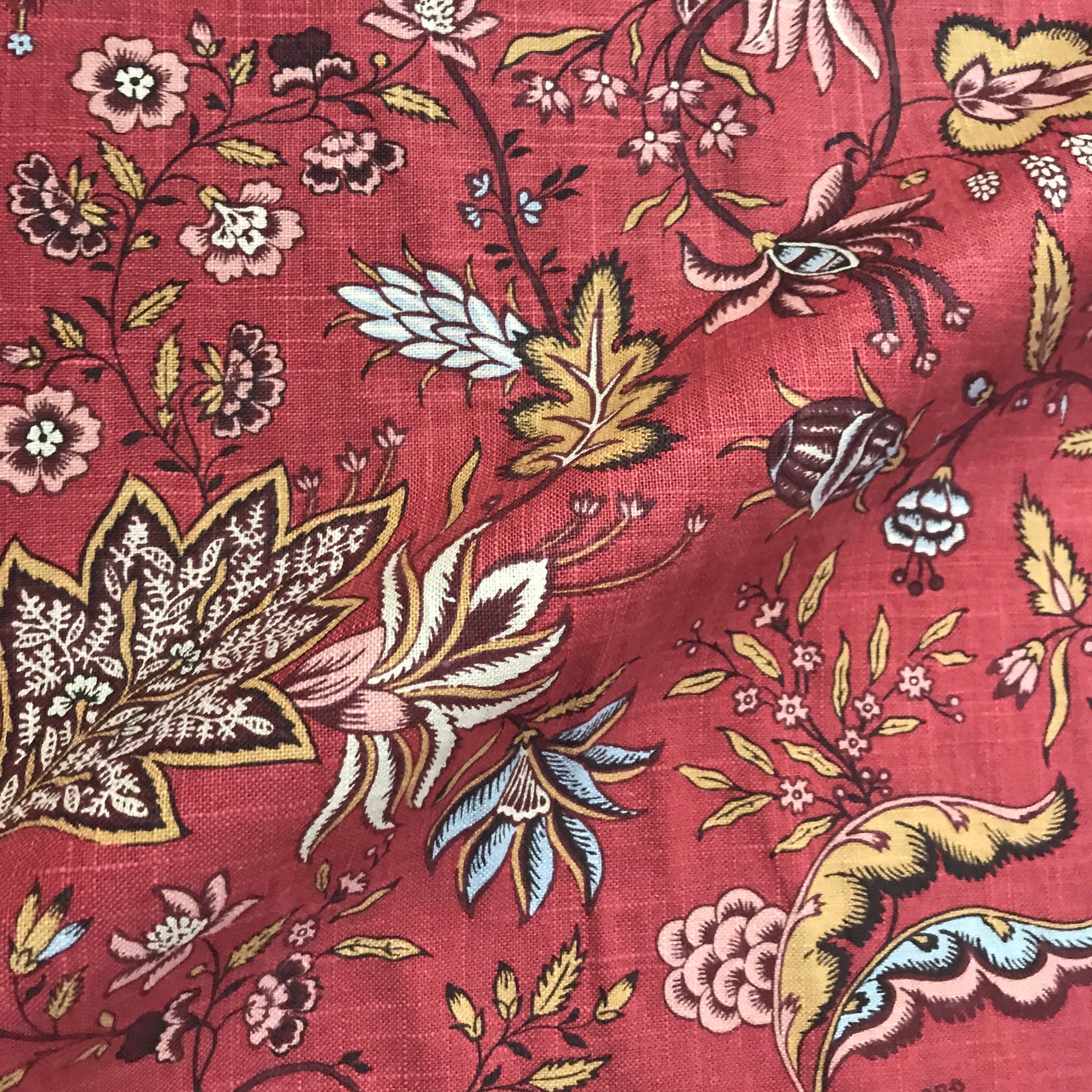 Granada Red Chic Floral Upholstery Fabric - 54"