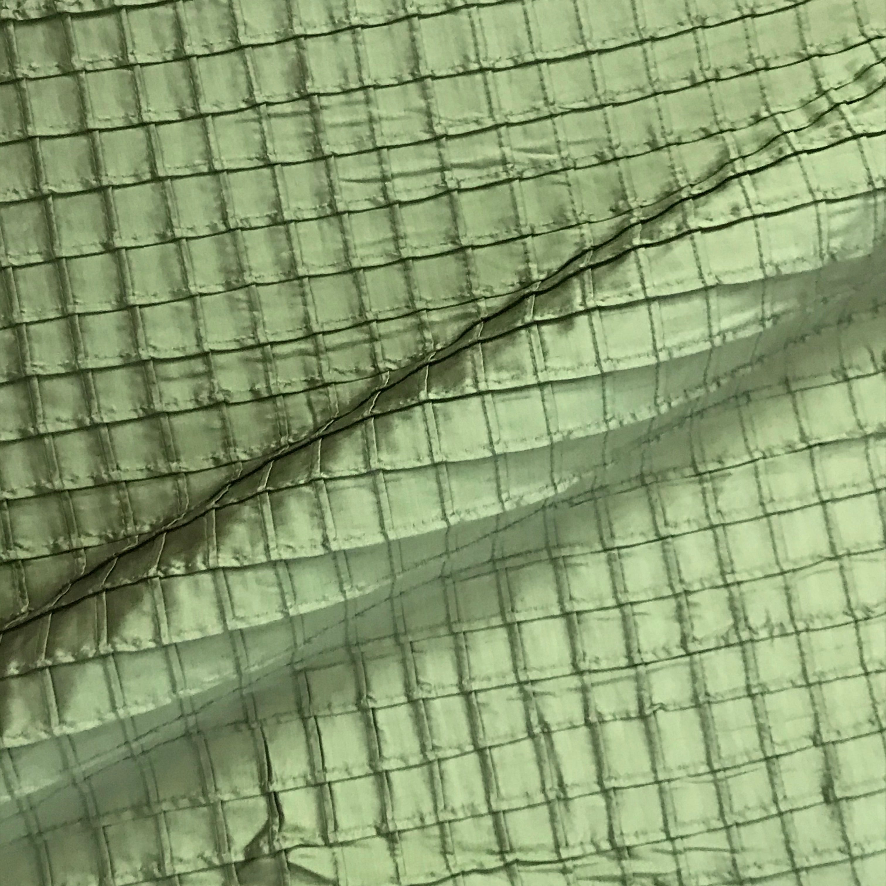 Casia Basil Green Pintuck Silk Fabric - 40"