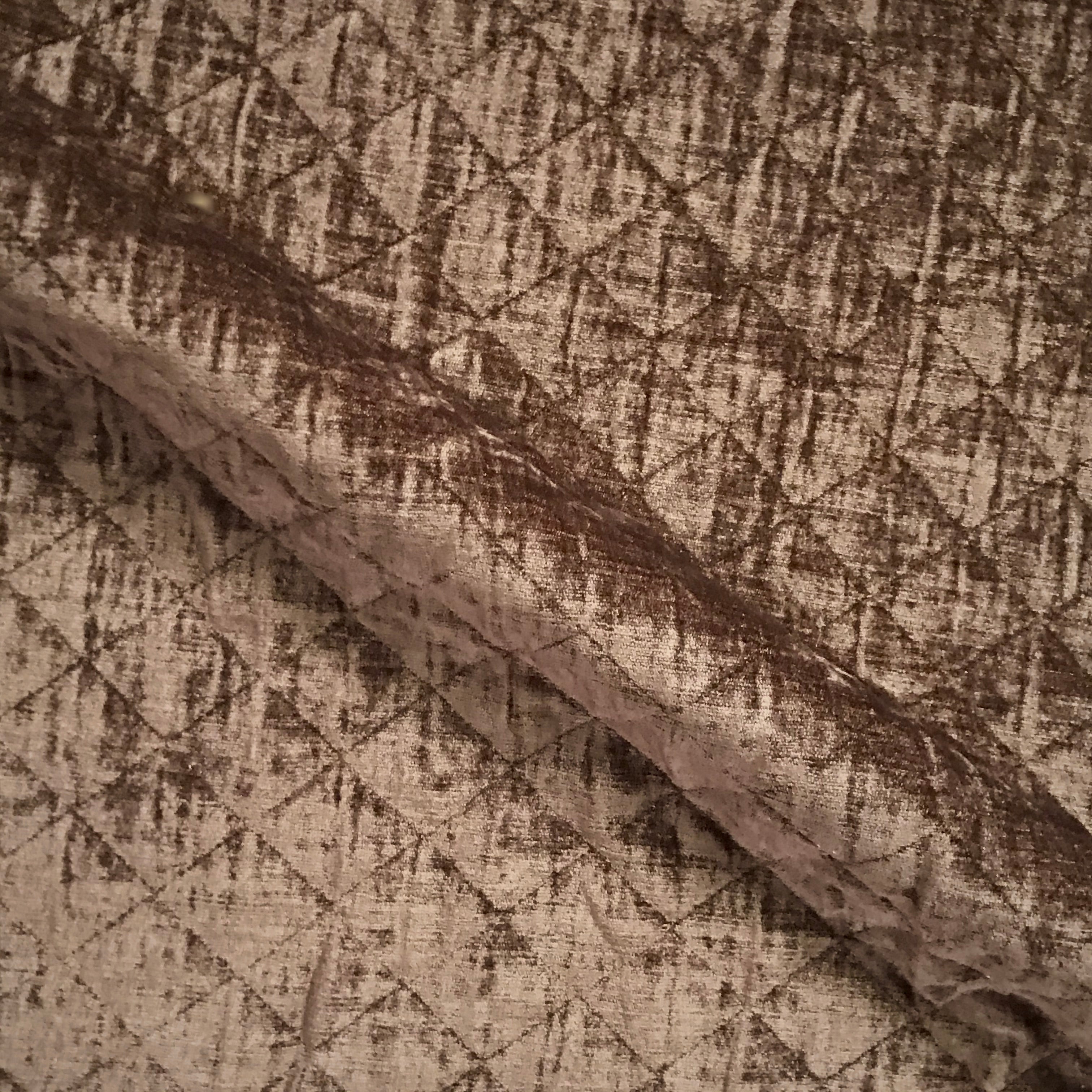 Brown Quilted Stitch Diamond Trellis Upholstery Fabric - 54"