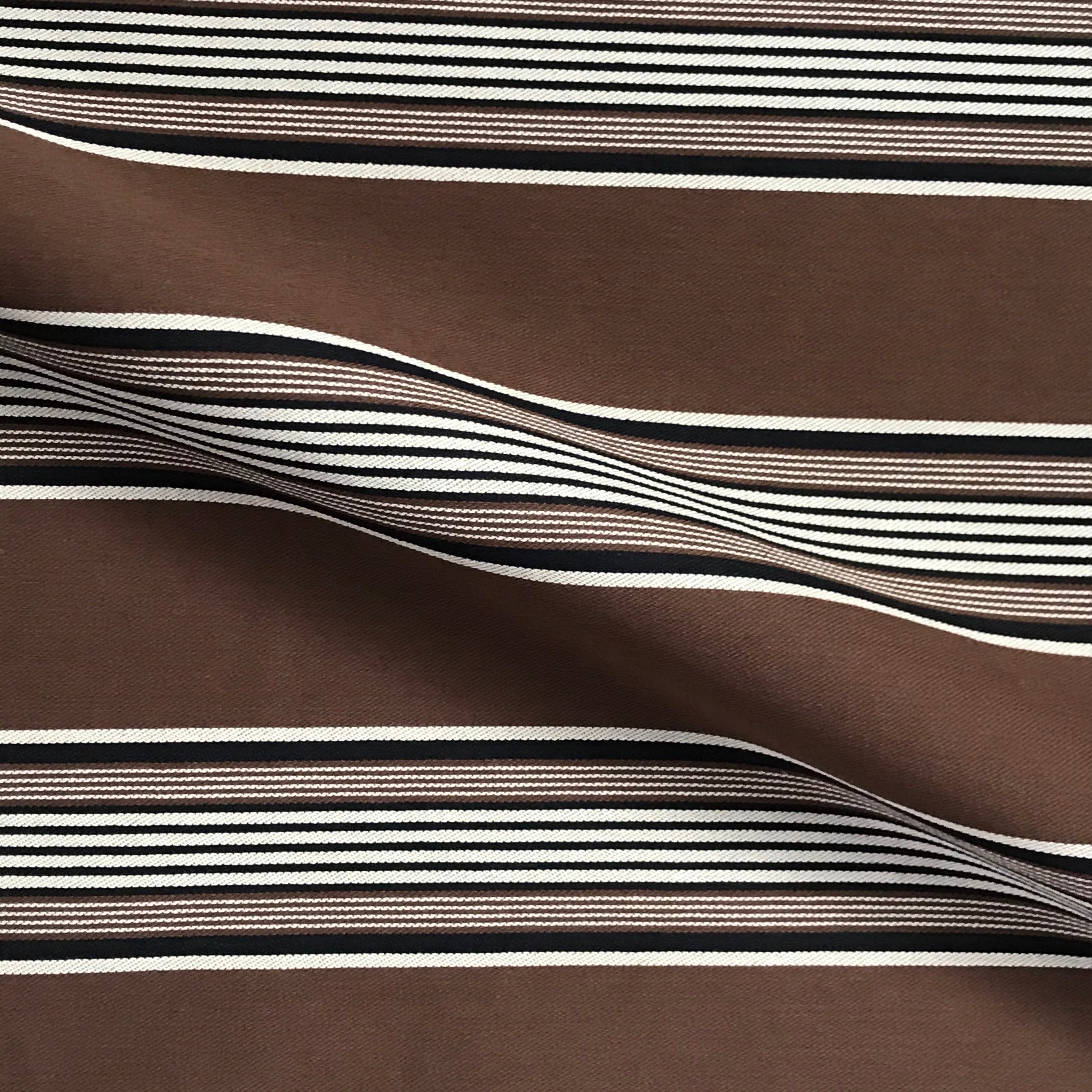 Brown Ivory Woven Stripe Upholstery Fabric - 54"