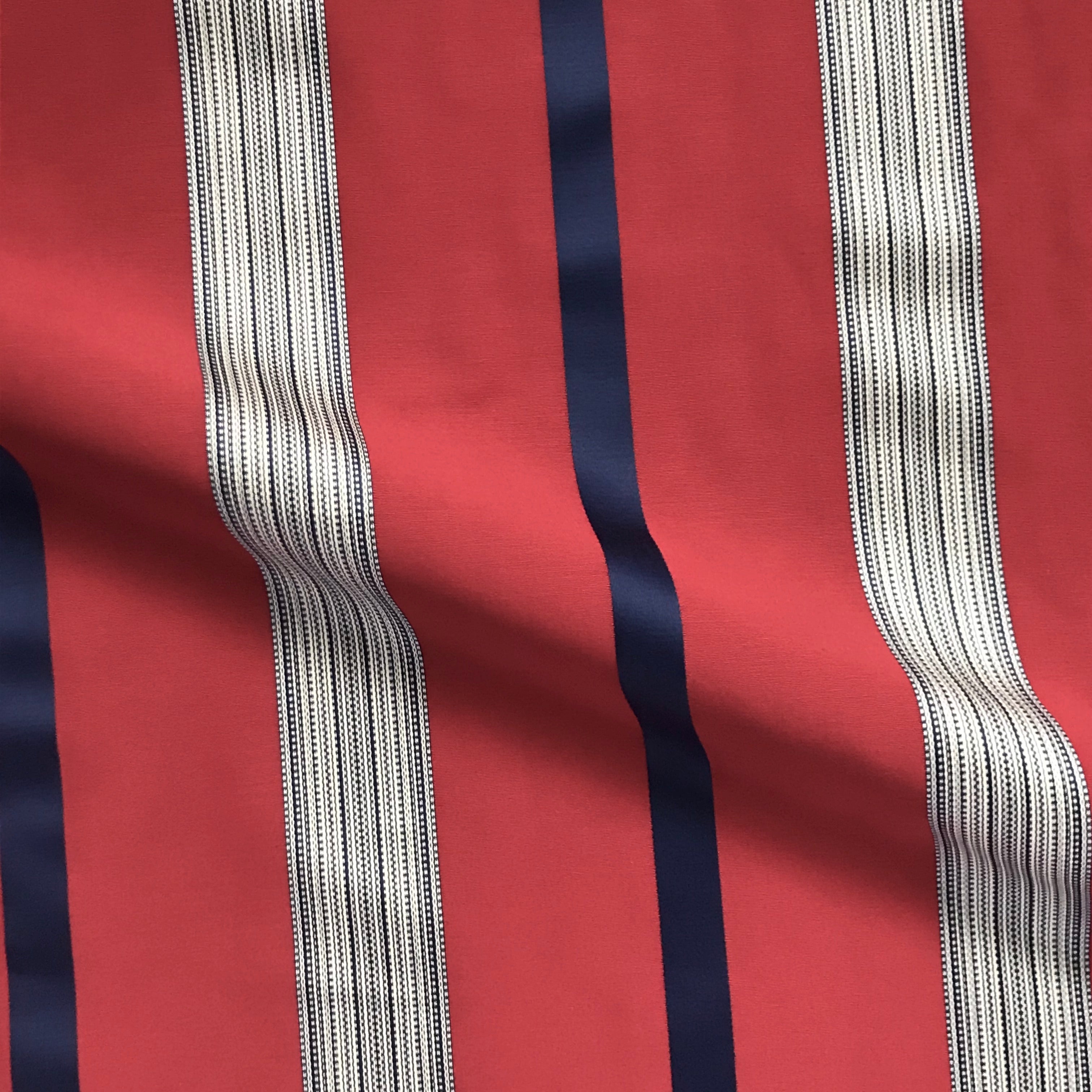 Cabaret Red Stripe Upholstery Fabric - 54"