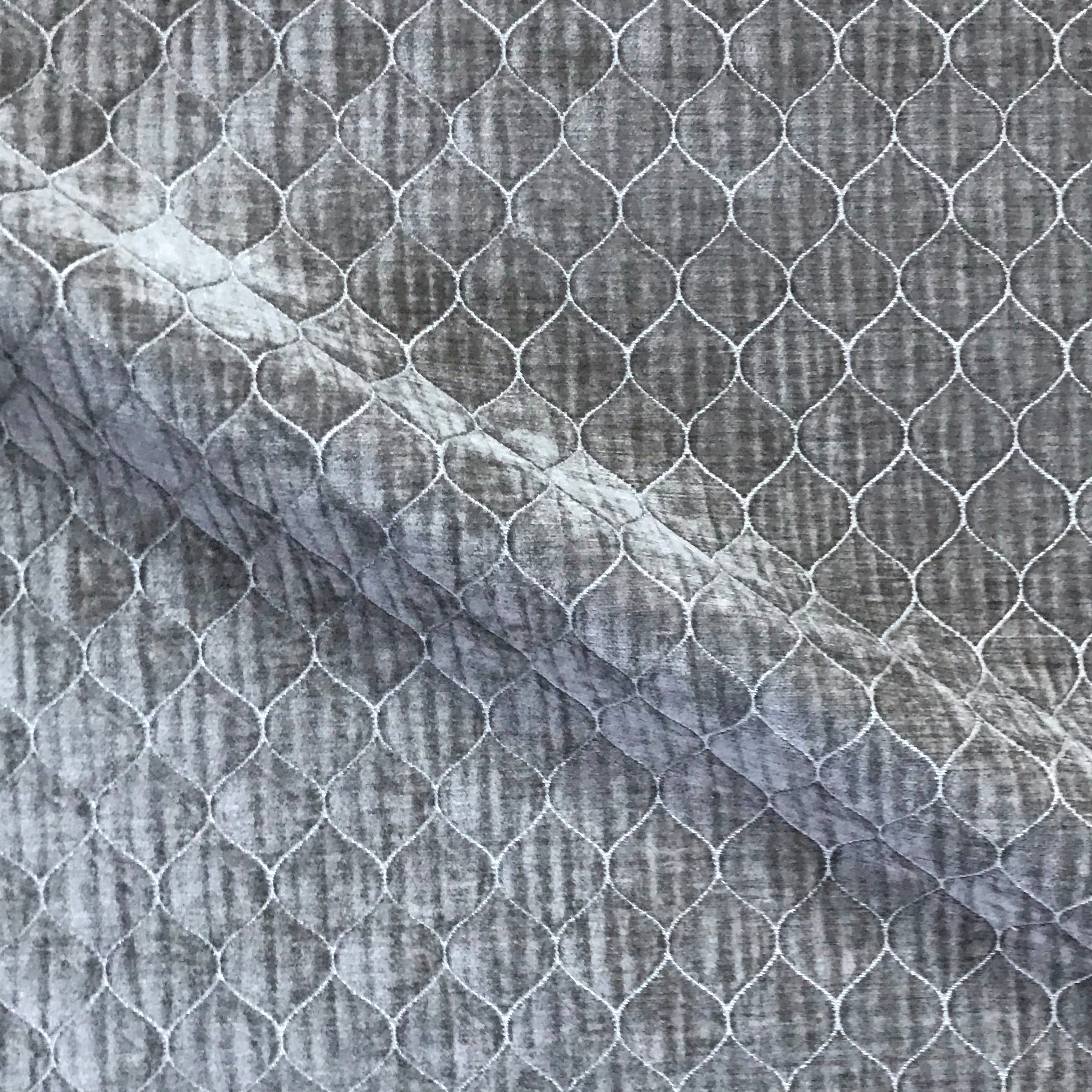 Stone Gray Ogee Woven Velvet Upholstery Fabric - 54"