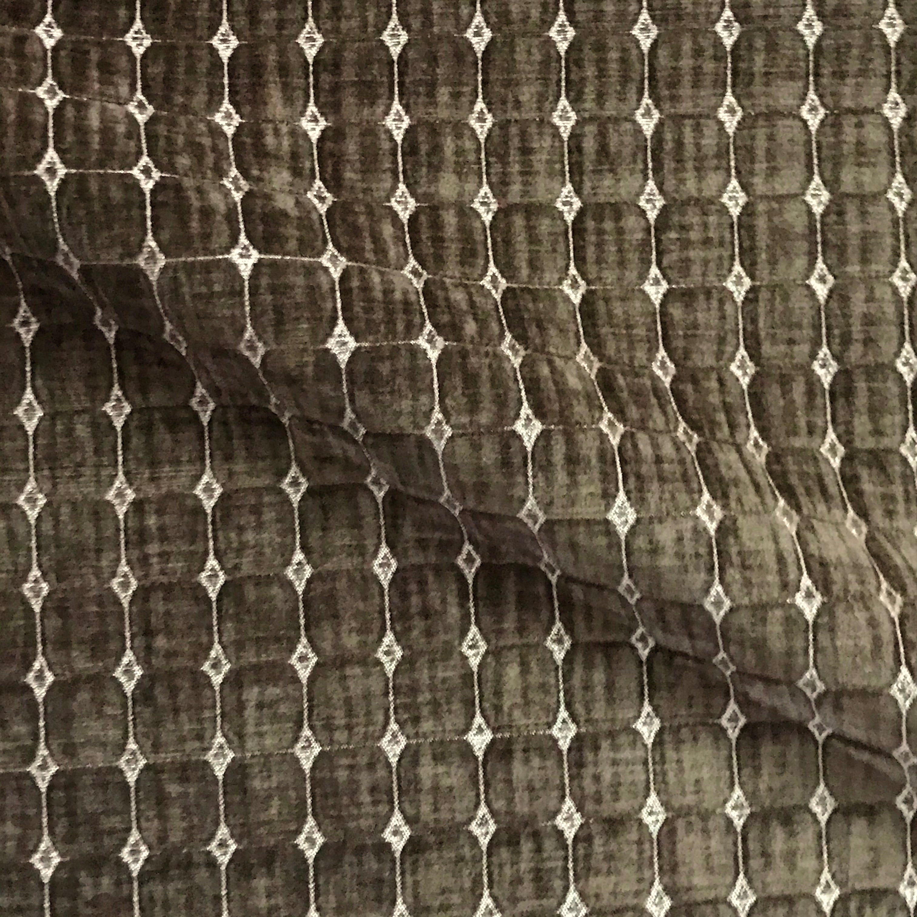 Brown Geometric Velvet Textured Upholstery Fabric - 54"