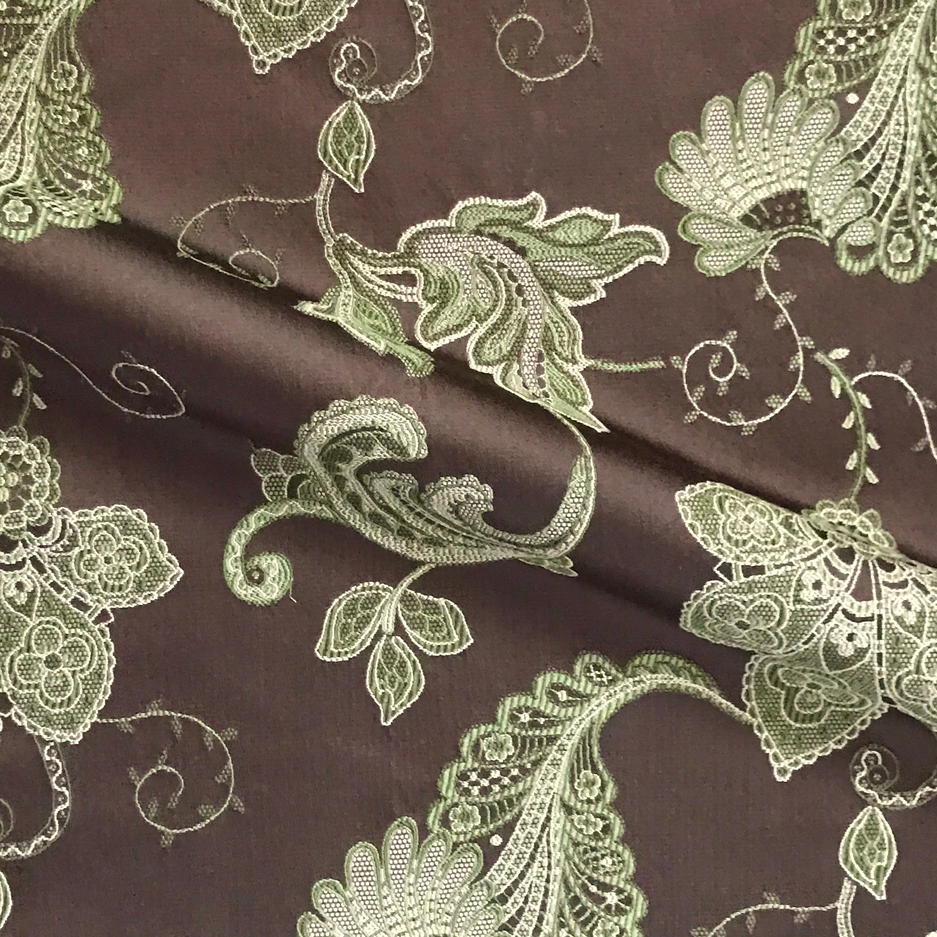Delphine Brown French Country Floral Upholstery Fabric - 54"