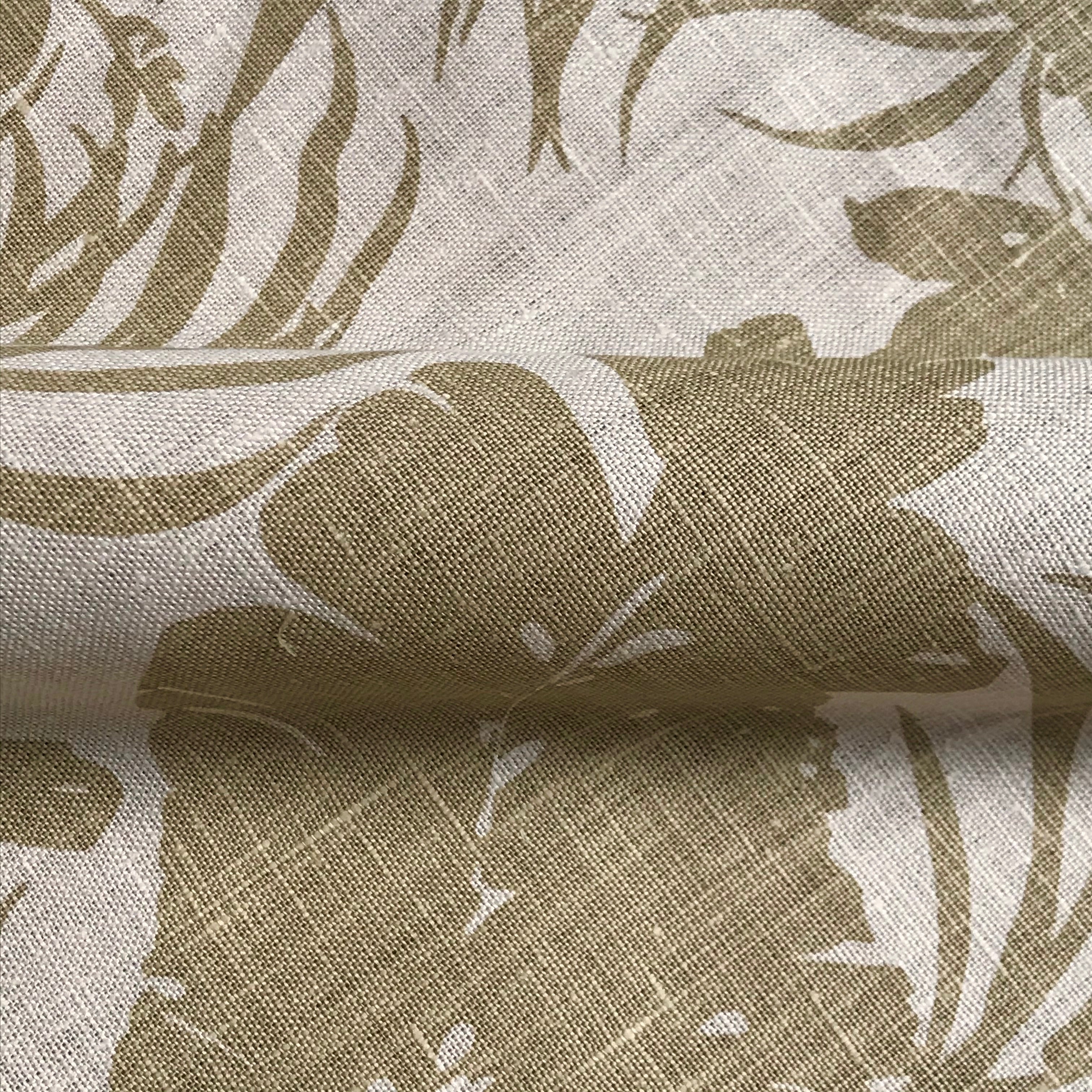 Key Largo Neutral Botanical Linen Upholstery Fabric - 54"