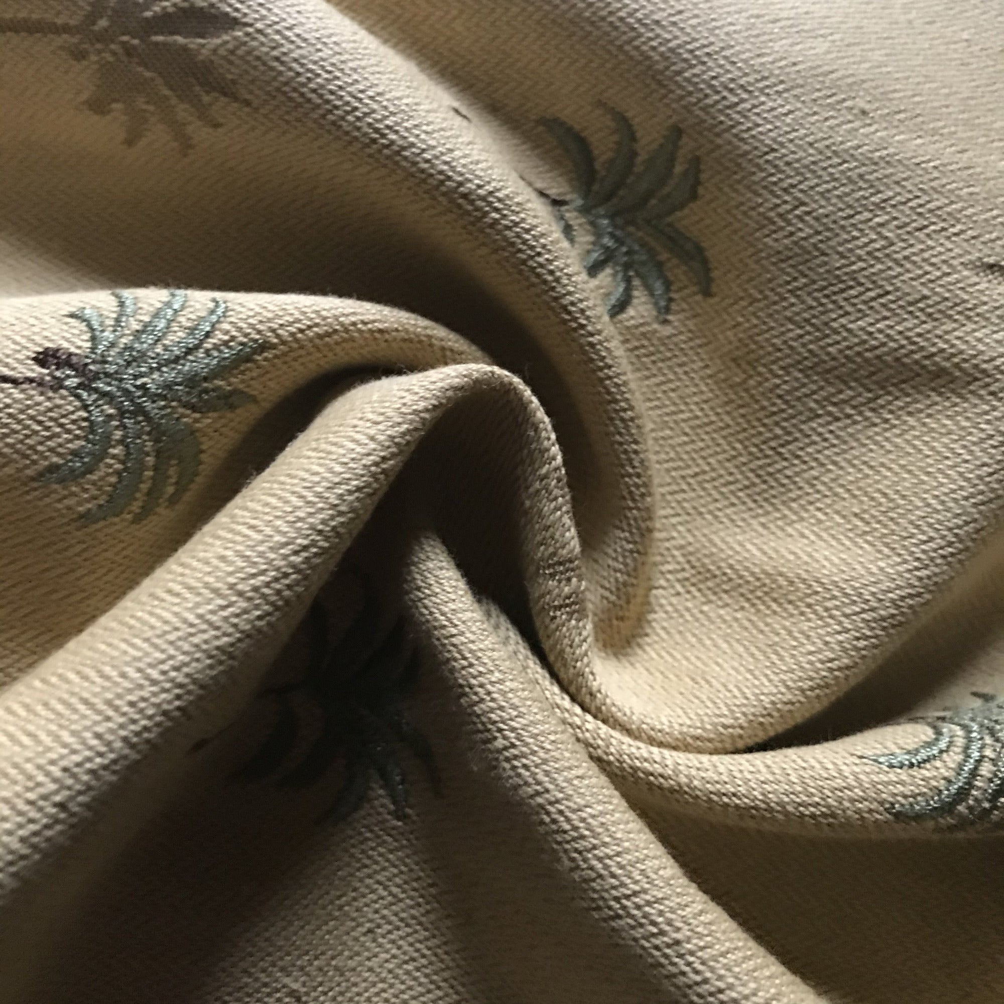 Straw Palm Tree Embroidered Upholstery Fabric 54"