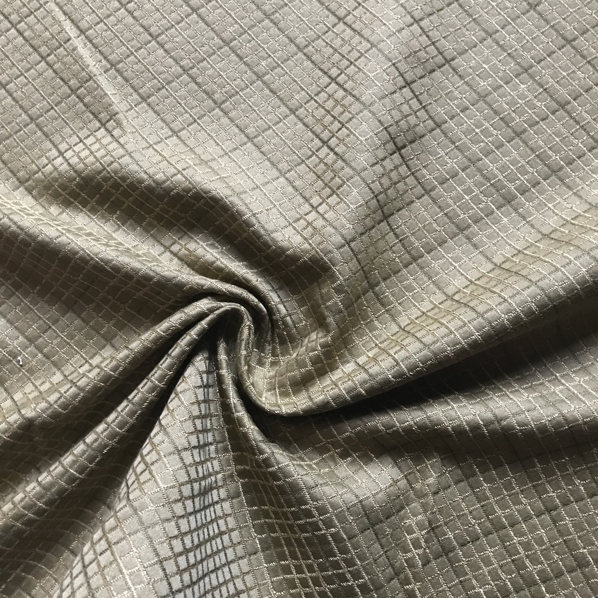 Neutral Traditional Mini Check Embroidered Upholstery Fabric 54"