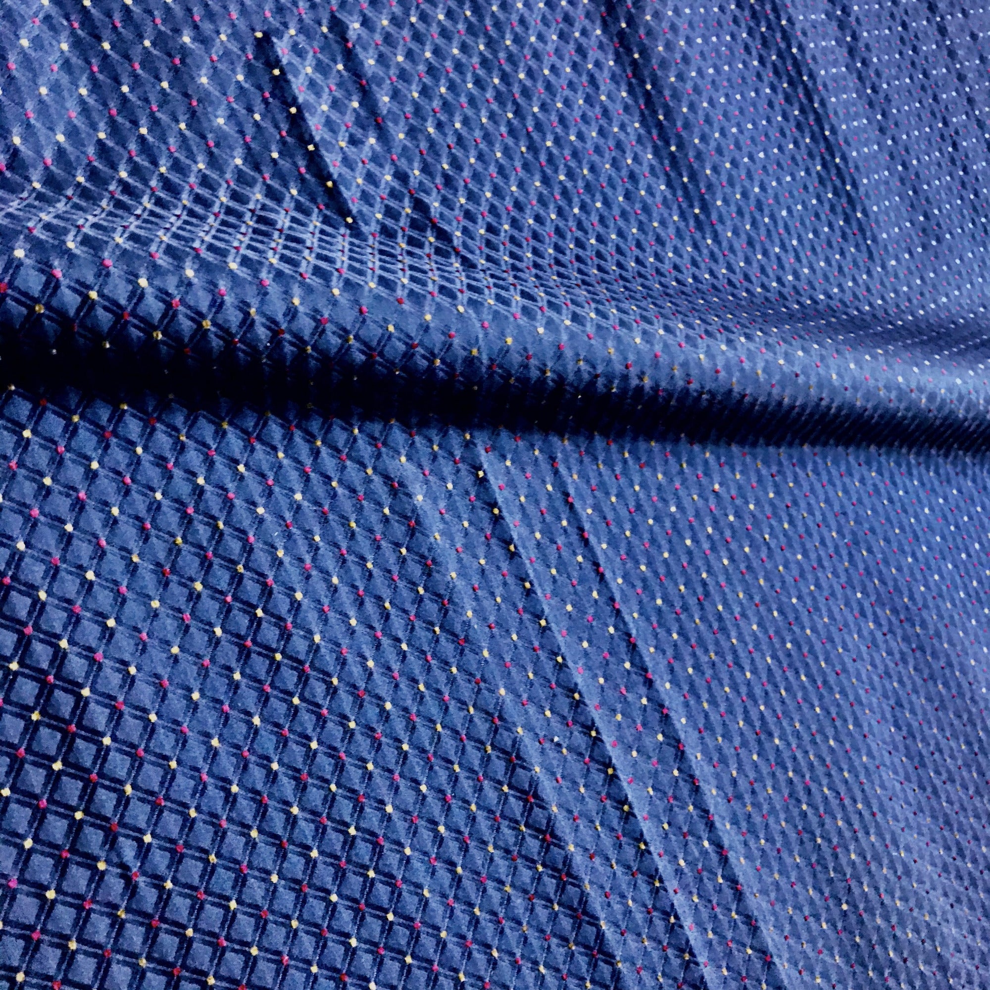 Indigo Traditional Check Embroidered Upholstery Fabric 54"