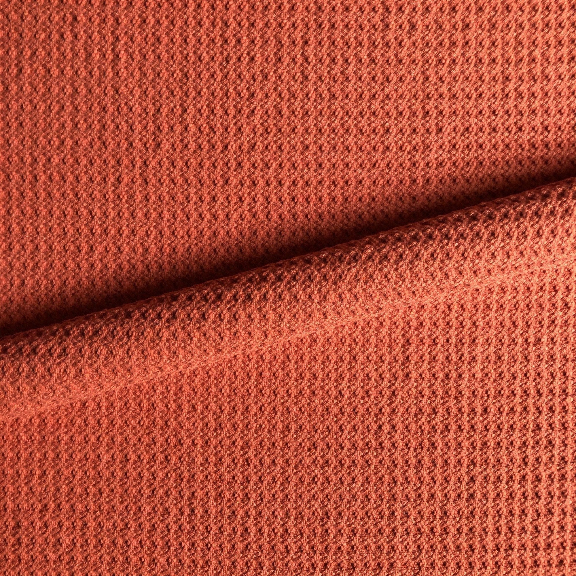 Orange Mod Textured Waffle Weave Upholstery Fabric 54"