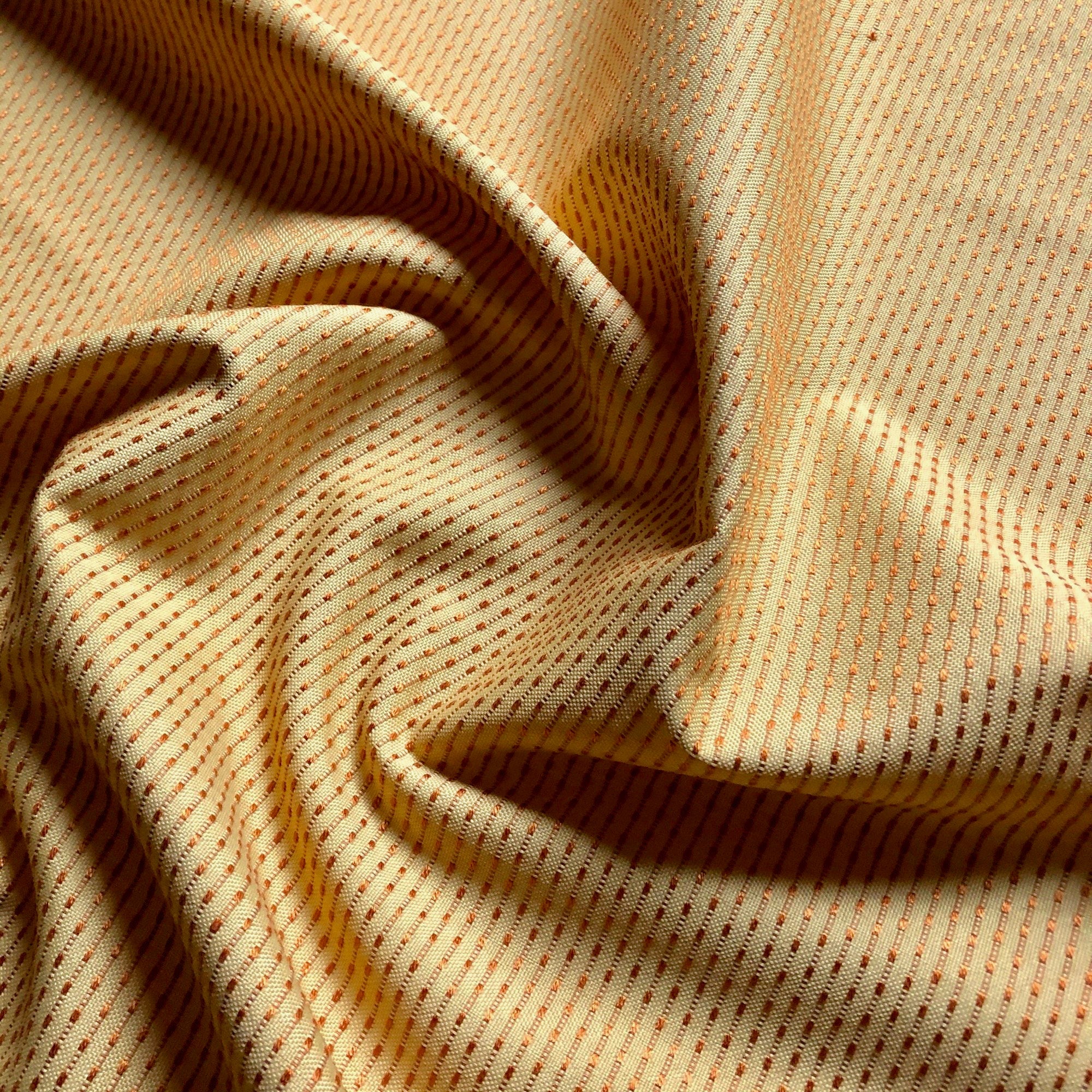 Orange Dottie Railroaded Pin Tuck Stripe Upholstery Fabric 54"
