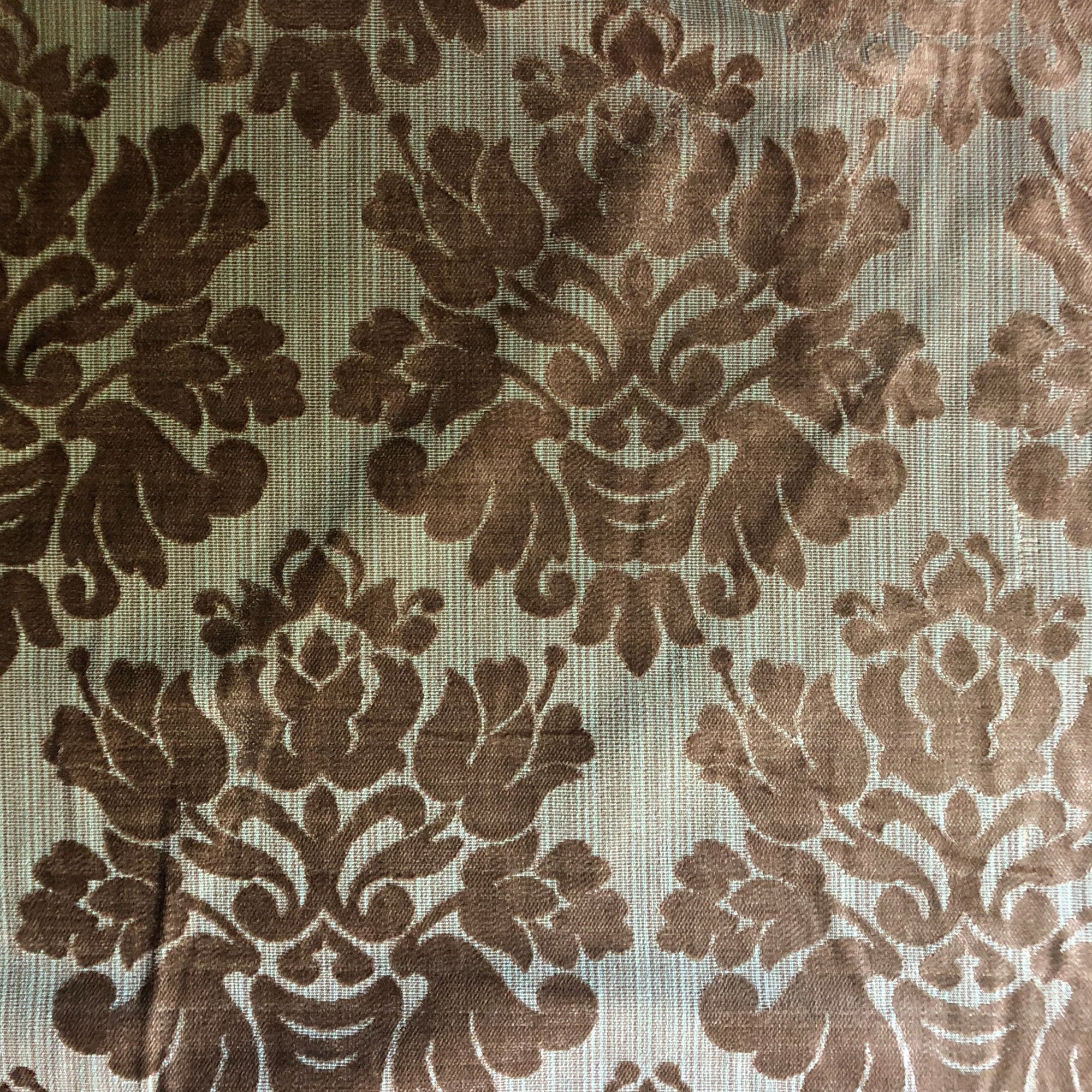 Brown Traditional Damask Burnout Velvet Upholstery Fabric 54"