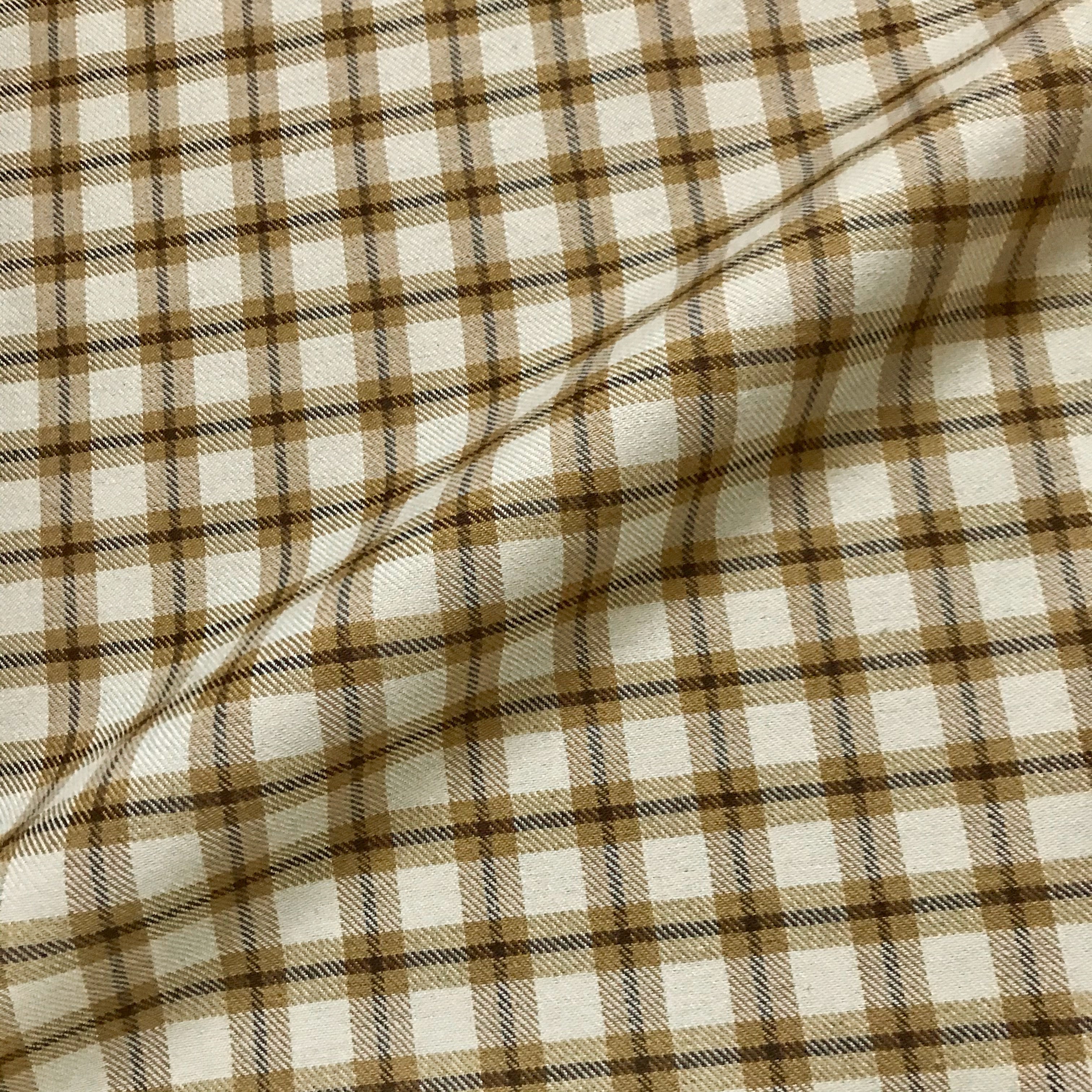 Wellington Light Brown Tartan Check Fabric - 54"