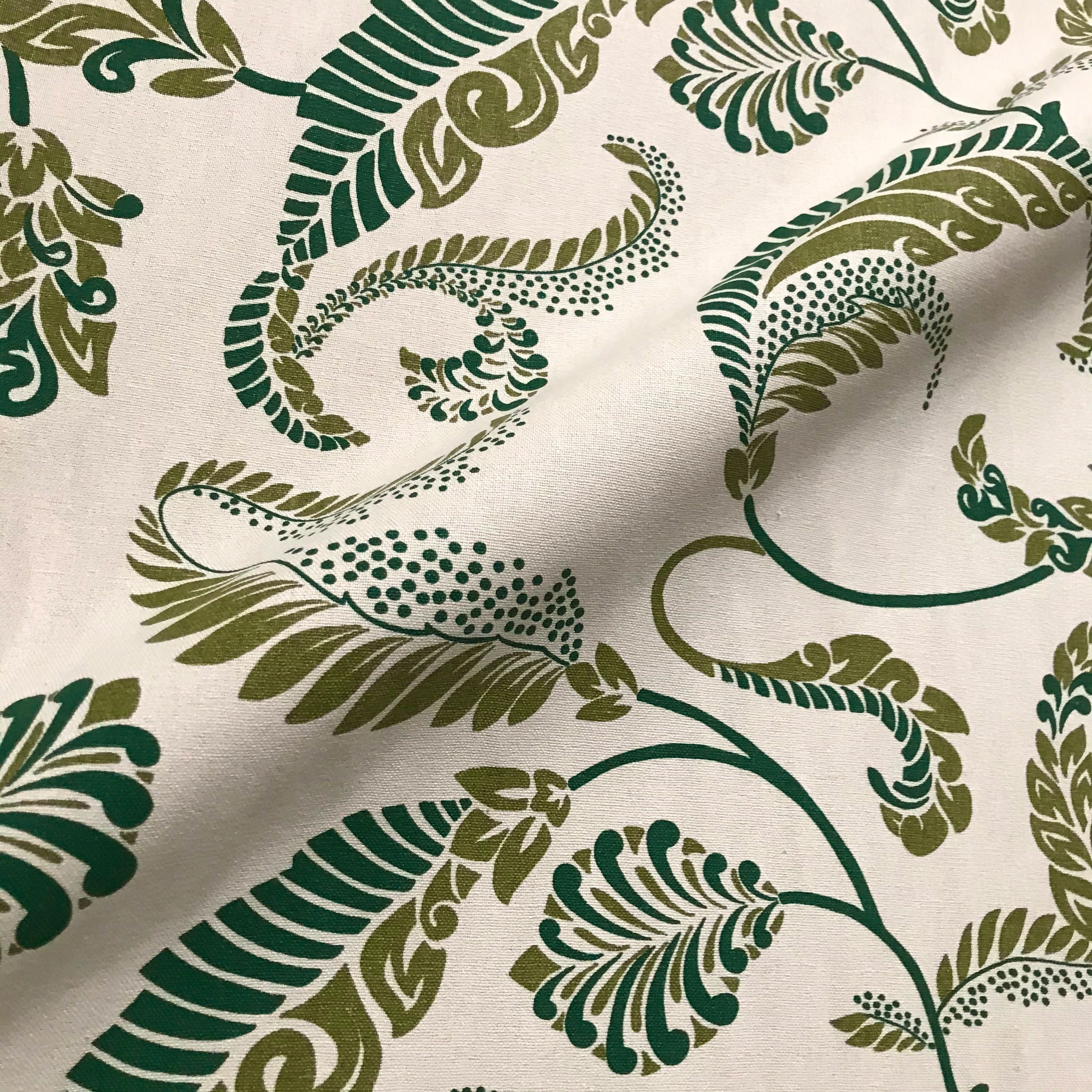 Malina Green Botanical Leaf Forest Upholstery Fabric 54"