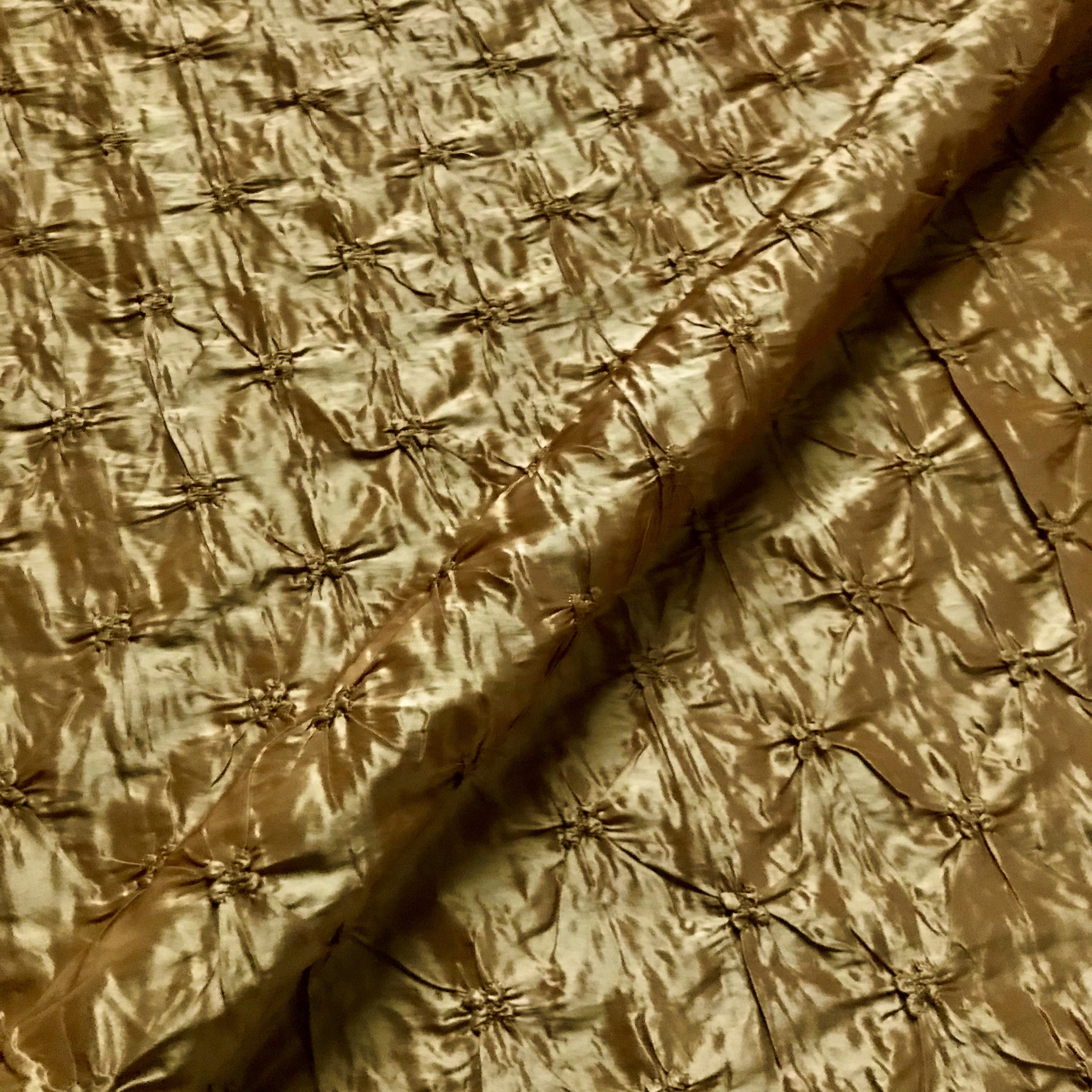 Antique Gold Pintuck Pleated Satin Upholstery Fabric 45"