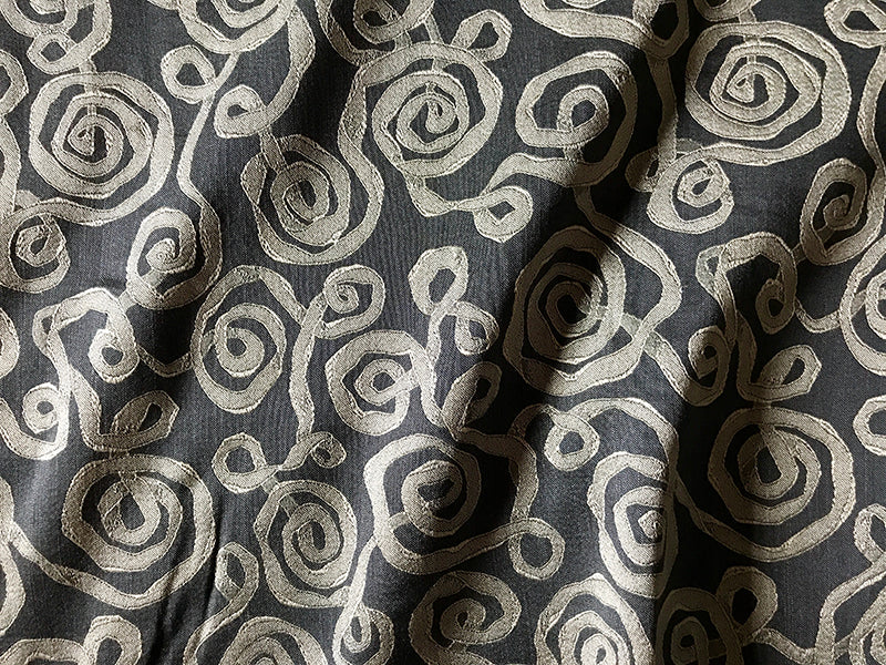 Gray Silver Swirl Upholstery Fabric 54"