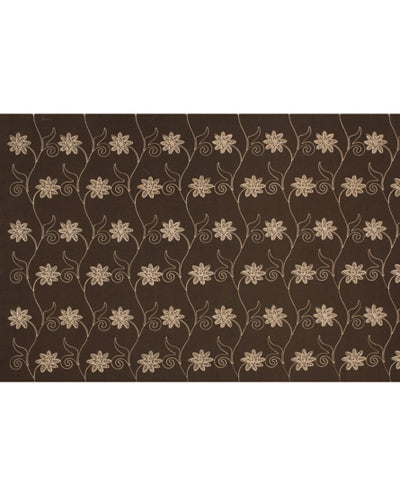Brown Embroidered Floral Design Upholstery Fabric